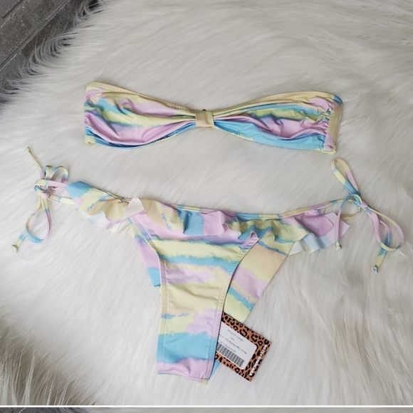 Nwt Revolve Reina Olga tye dye rainbow bikini size 2/6 - Picture 3 of 5